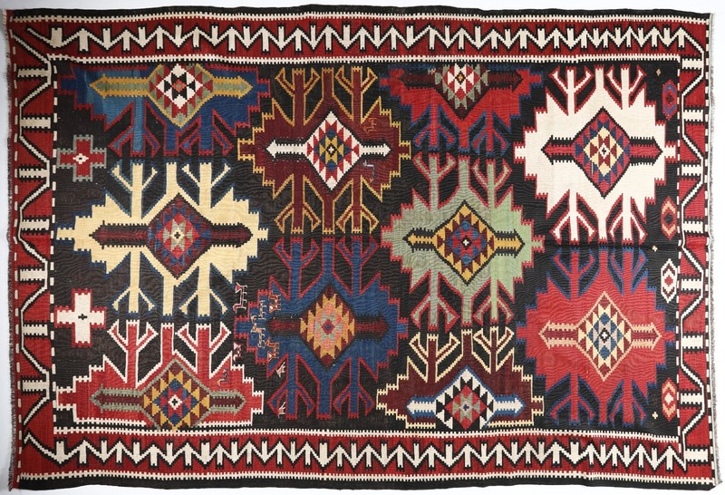 Antique Colorful Handwoven Caucasian Kuba Shirvan Kilim Rug - 6' 1'' X 10' 7'' gallery