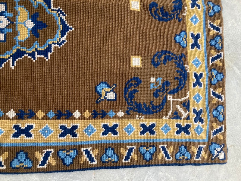 Vintage Handmade Turkish Geometric Medallion Style Wool Area Rug 164x93 cm gallery