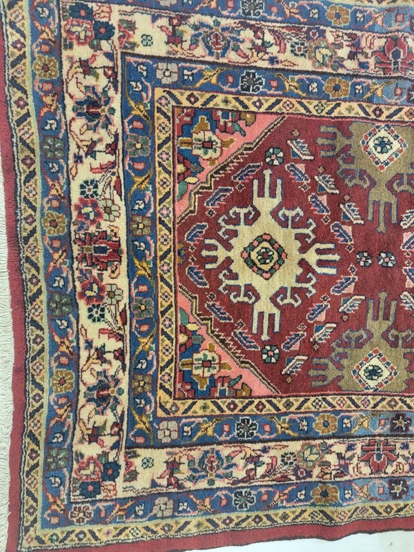 Antique Oriental Hand-Knotted Wool Runner Red/Ivory/Blue/Green 4'5" x 12'8" gallery