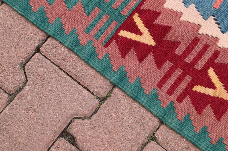 Blue Handmade Kilim Cappadocia Vintage Carpet Anatolian Tribal Accent Rug 4x7 ft gallery