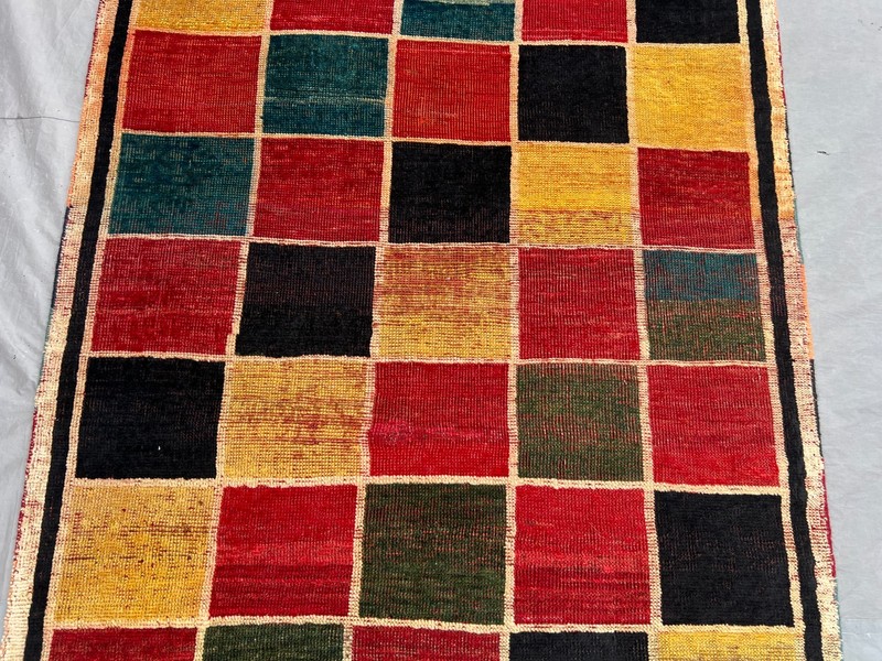 Vintage Moroccan Hand-Knotted Rug | 3'7" x 6'9" Soft, Rare Geometric Pattern Rug gallery