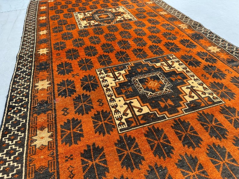 3'3 x 6'3 Vintage Afghan Hand Knotted Rug Geometric Tribal Wool Bedroom Carpet gallery
