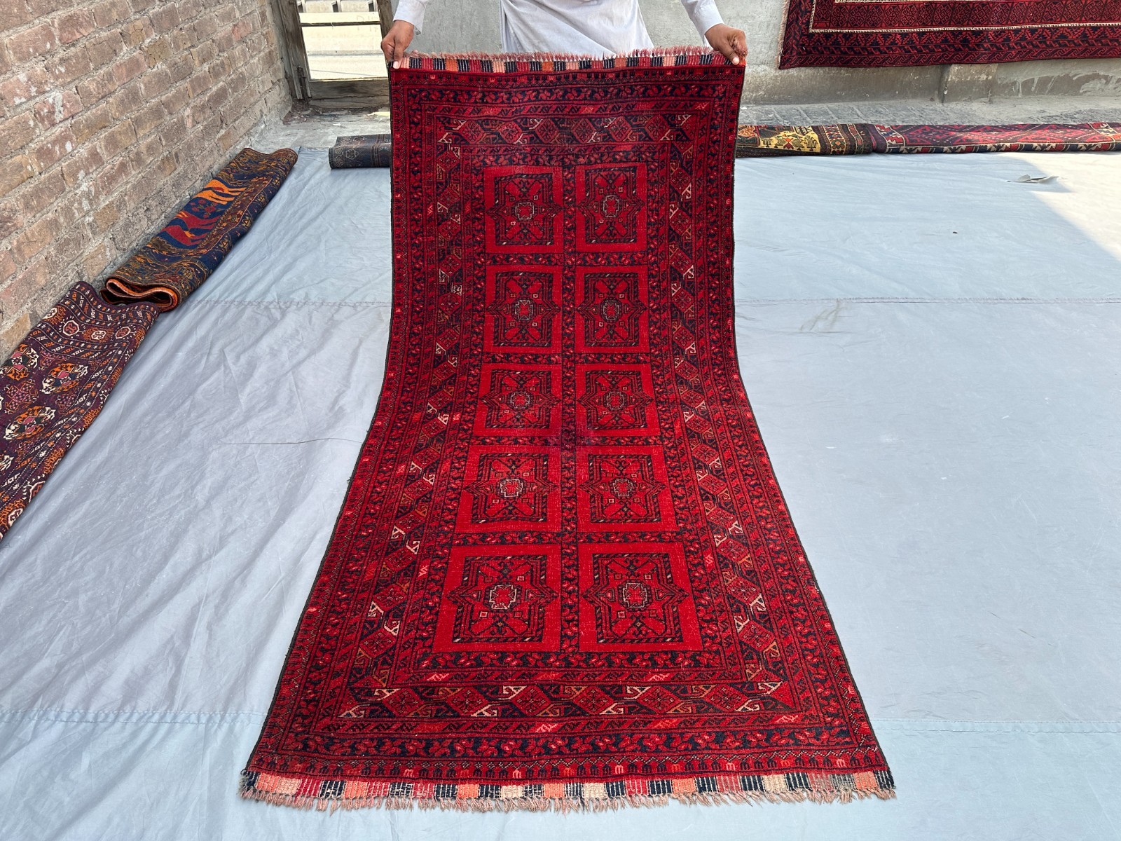 3'2x6'8 ft Antique Turkmen Ersari Rug Hand Knotted Low Pile Tribal Wool Carpet gallery