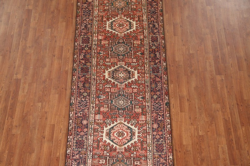 Vegetable Dye Geometric 9 ft Runner Rug Wool Hand-knotted Tribal Carpet 4x9 gallery