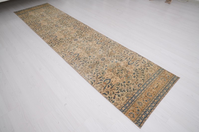 2x9 Turkish Vintage Neutral Runner Handmade Oushak Faded Carpet Runner Rug 523 gallery