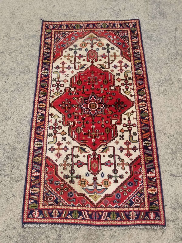 Vintage Hand Made Traditional Oriental Wool Multicolor Carpet Rug 132x73cm gallery