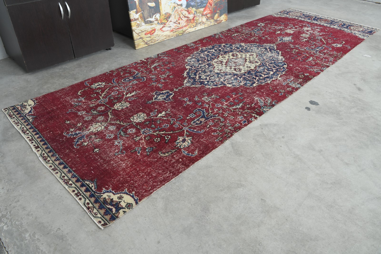 4x12 runner rug, handmade vintage turkish rug runner, long oushak rug,688 gallery