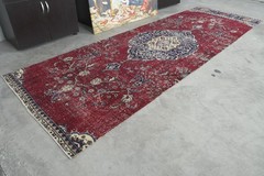 4×12 runner rug, handmade vintage turkish rug runner, long oushak rug,688