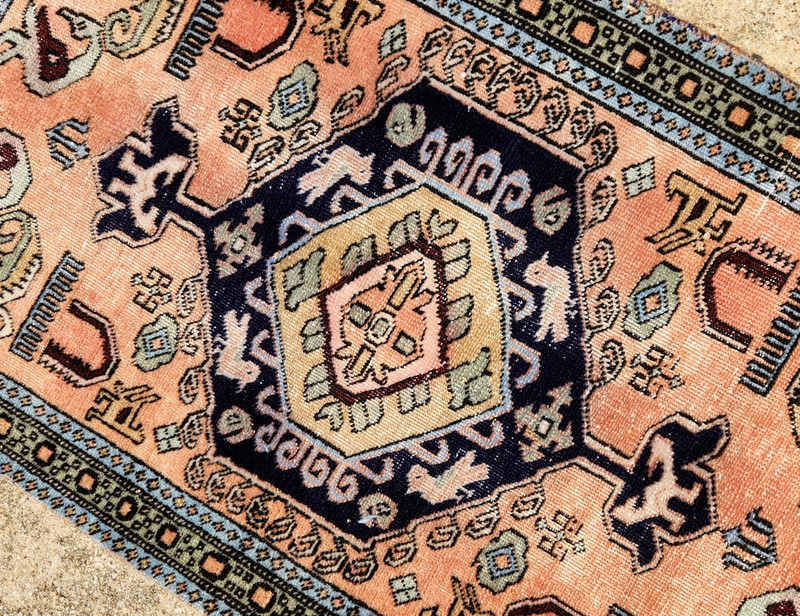 3'6"x2'1" ANTIQUE HAND KNOTTED CAUCASIAN KAZAK SERAPE TRIBAL WOOL MUTED RUG gallery