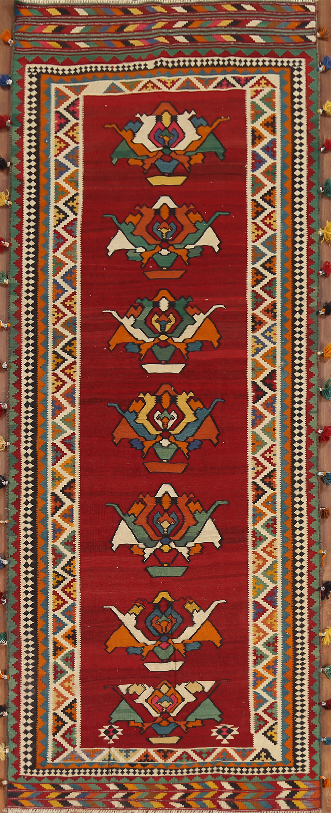 Vintage Vegetable Dye Kilim Flat weave Runner Rug 4x13 Tribal Reversible Carpet gallery