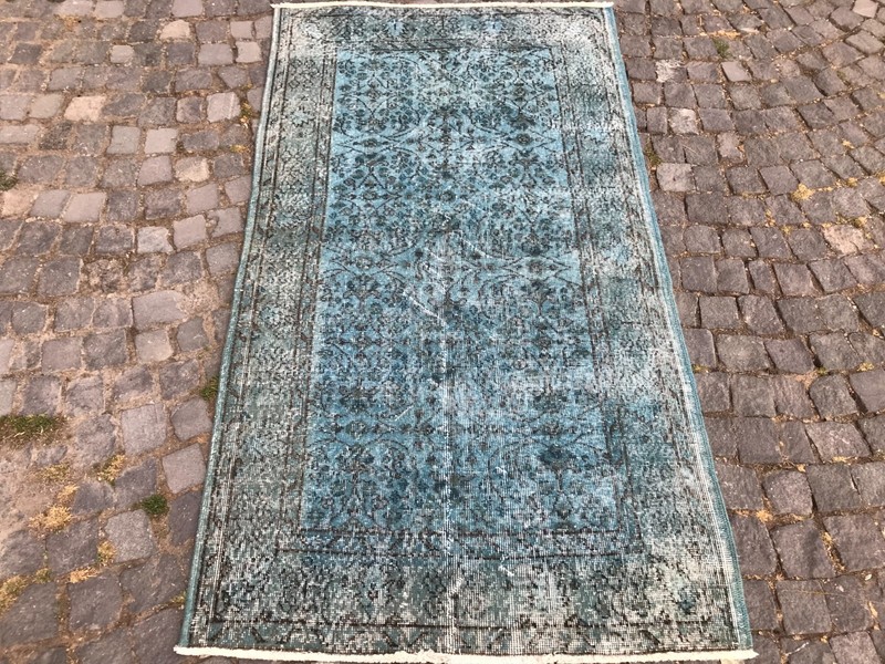 Bohemian Area Rug Handmade Wool Rug Turkish Vintage Traditional Rug 3,8 x 6,9 ft gallery