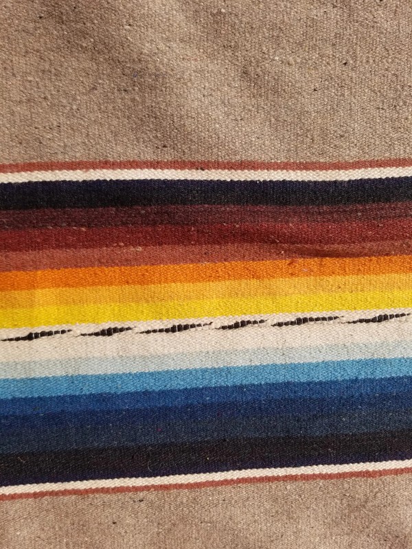 Vintage Handmade Mexican Saltillo Serape Wool Multicolor Kilim 7.0x4.1 ft gallery