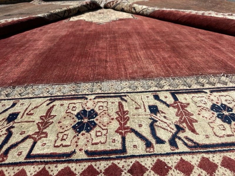 Auth: 19th C Antique Agra Rug Elegant Unique Sophisticated Decor Brick 12x17 gallery
