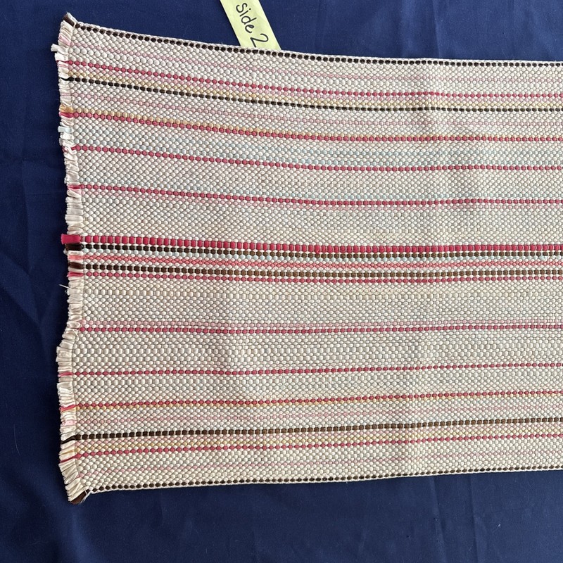 Vintage Hand Woven Rag Rug #9 Msmt: 31" by 18” w/Fringe Multicolor Cottage Boho gallery