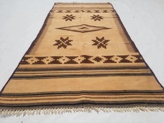 Vintage Traditional Handmade Southwestern style Wool Beige Kilim Rug 5.8×2.9ft