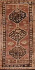 Semi-antique Ardebil 10 ft. Runner Rug Handmade Low Pile Wool Carpet 4×10