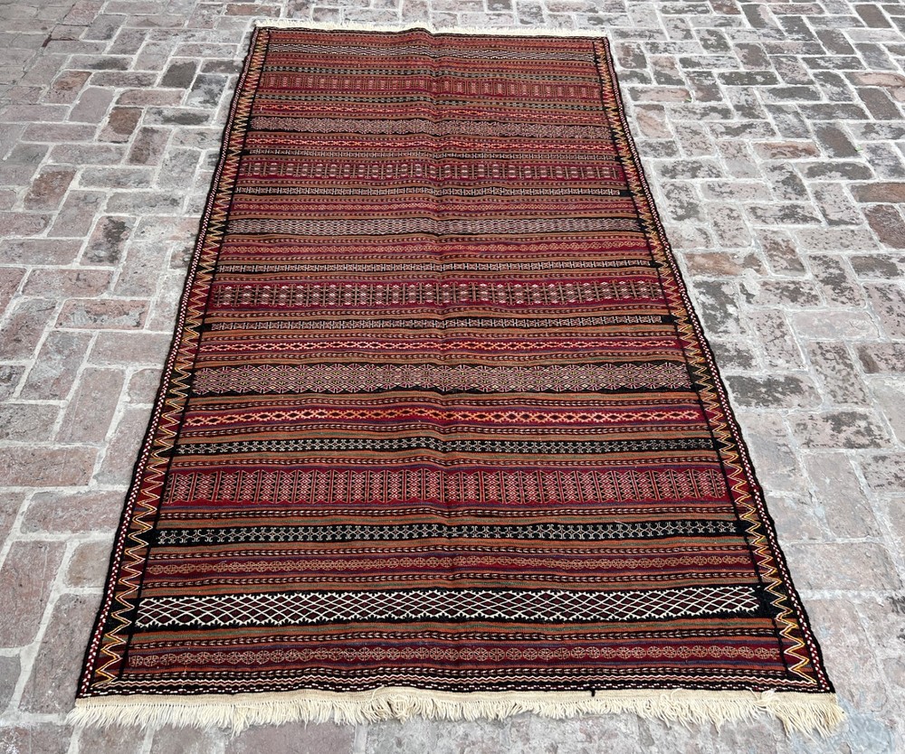 Vintage Mashwani Kilim Rug 5x10 Ft Handmade Afghan Wool Tribal Flatweave Carpet