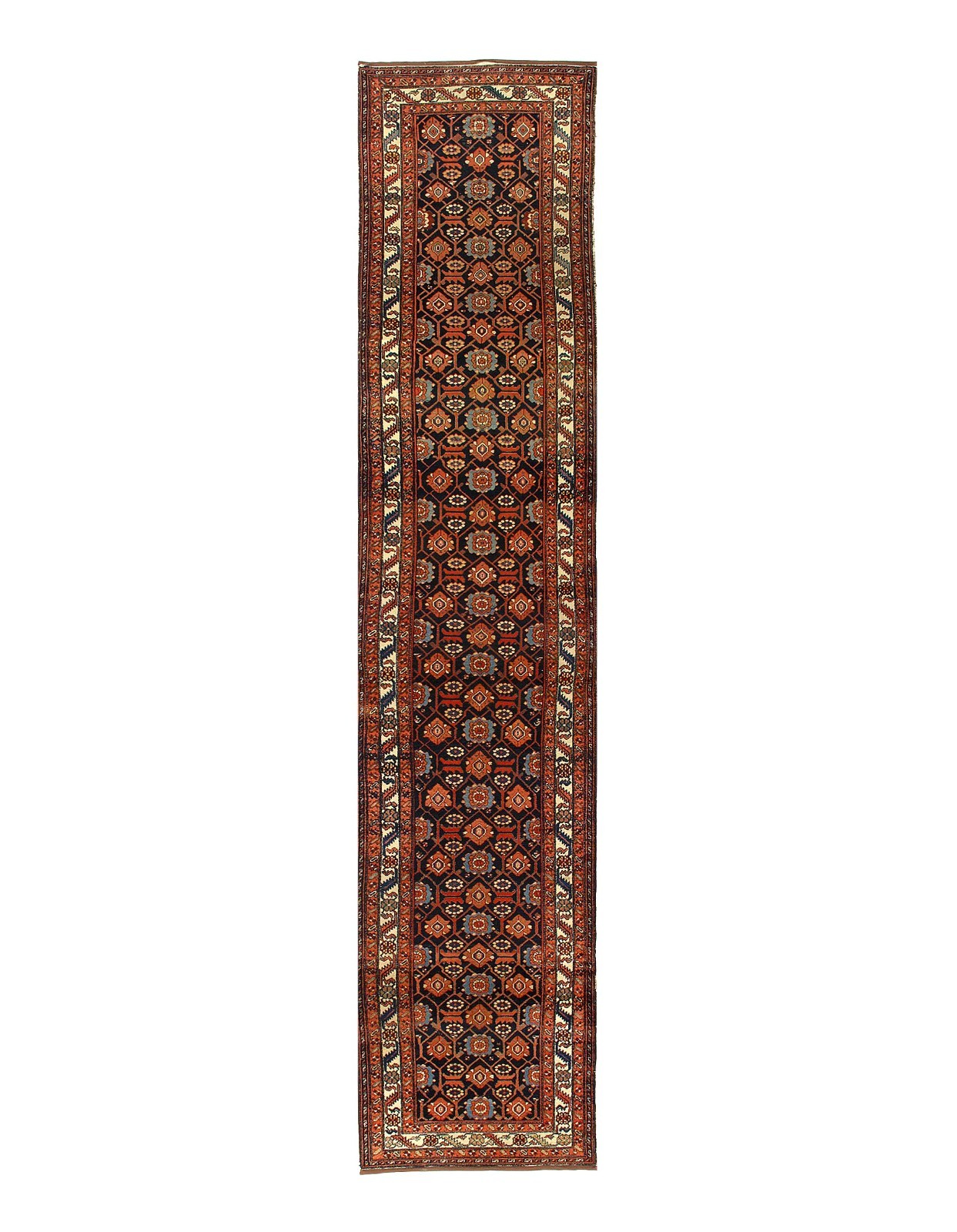 Antique Tan Hand Knotted Wool Runner Rug 3'5"x17 gallery