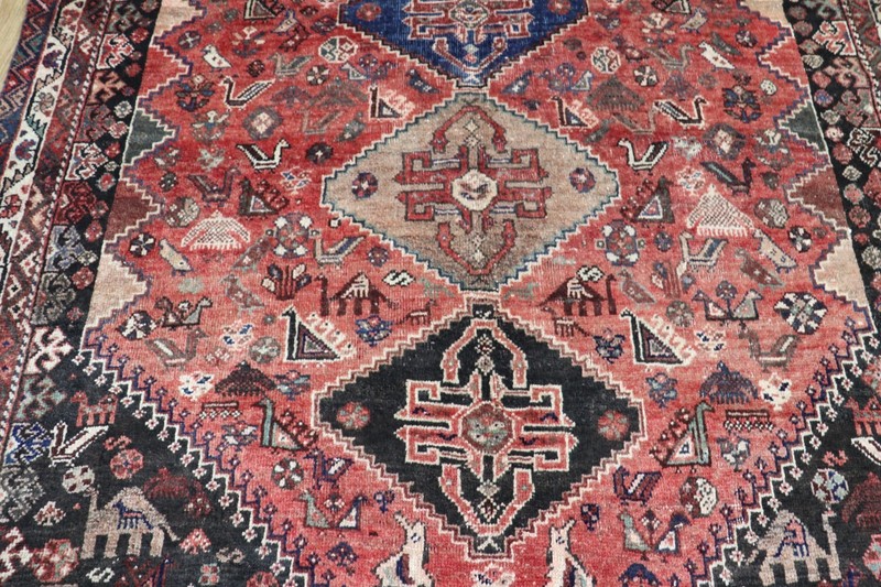 Antique Oriental Qashqai Rug 245x160cm (8’0” x 5’3”) Hand Knotted Tribal Wool gallery