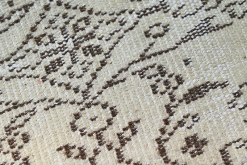 Vintage Turkish Runner Rug 2x5ft Wool Anatolian Handmade Hallway Oushak BEIGE gallery