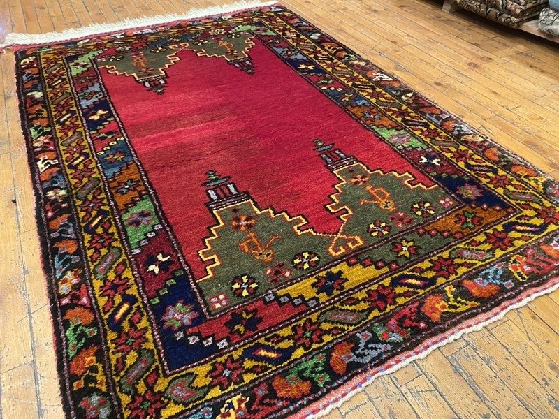 Antique 1900-1939s Exclusive Turkish Wool Pile Carpet 3’8”x5’4” gallery