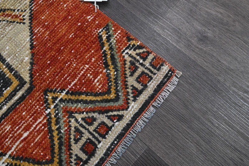 Vintage Turkish Runner Rug 2x7ft RED Handmade Anatolian Oushak Hallway Wool gallery
