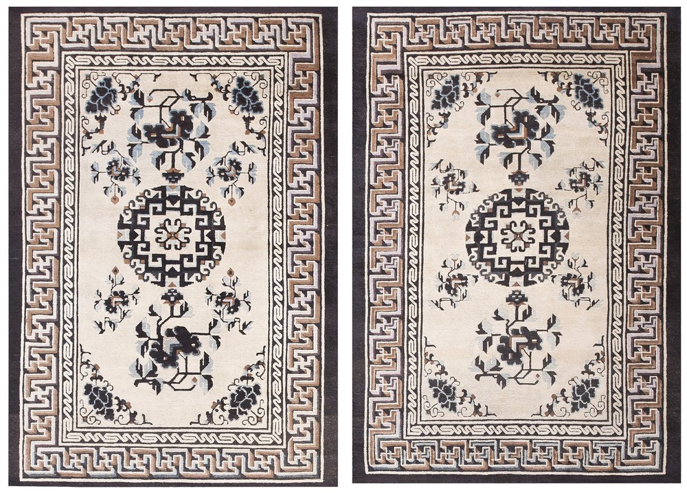 4'x6' Antique Chinese - Mongolian Small Scatter Size Wool Ivory Rug