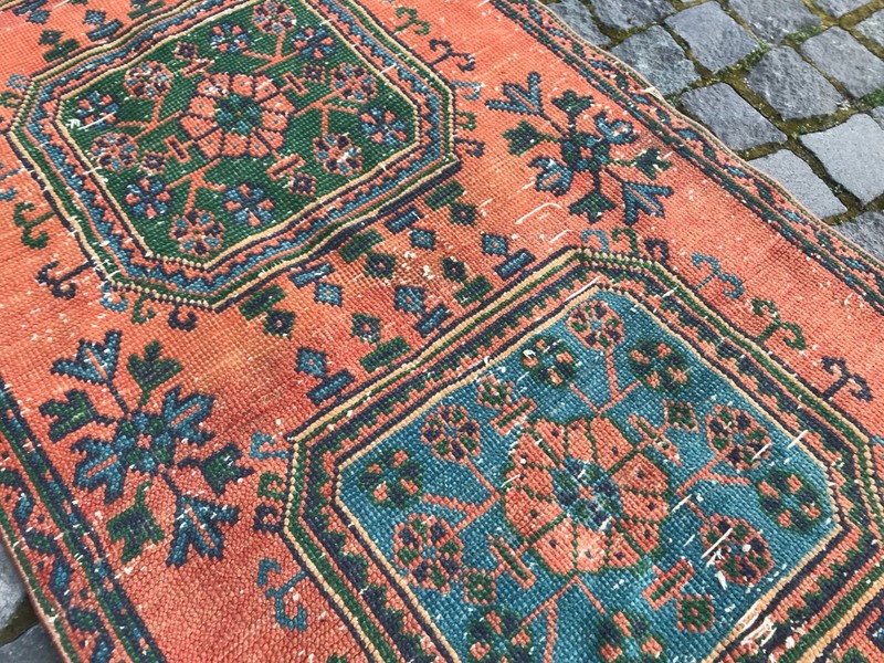 Bohemian Runner Rug, Turkish Vintage Rug, Handmade Wool Rug, 2,7 x 9,7 ft gallery