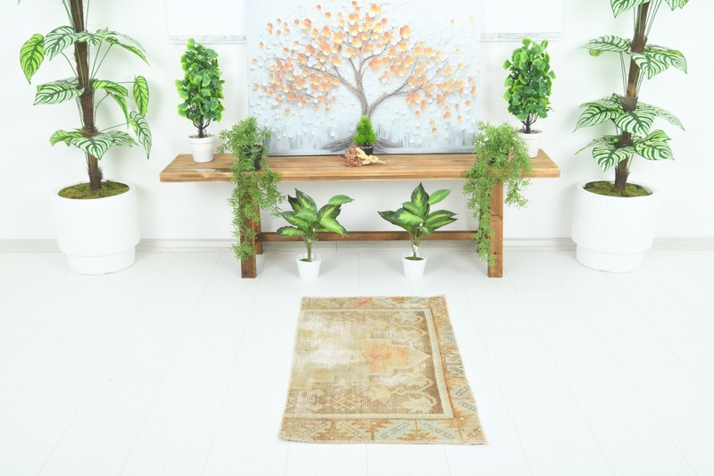 Turkish Door Mat Small Rug 2x3 Handmade Vintage Oushak Mini Rug Bath Carpet,922 gallery