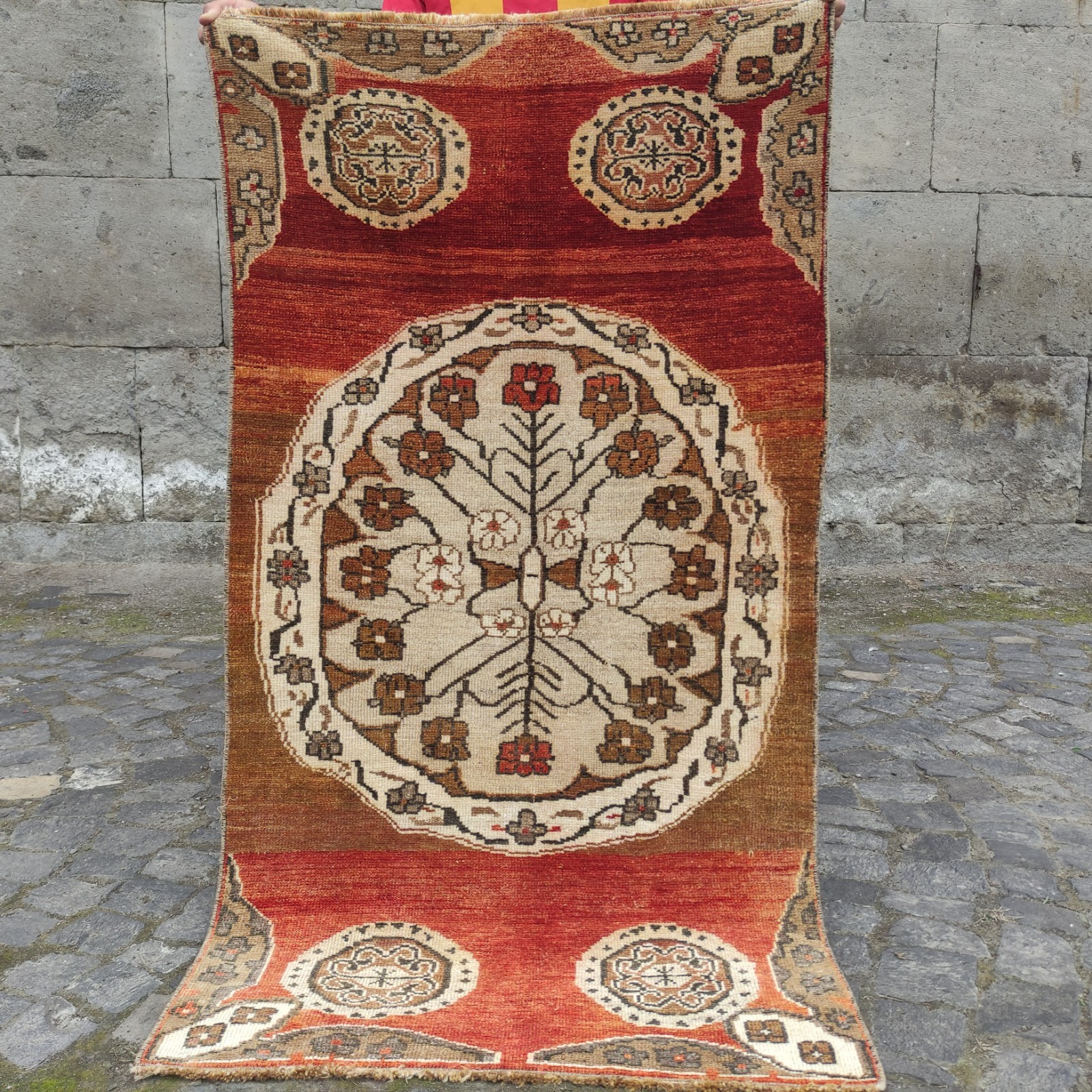 Noble Old Area Rug 2.66 x 4.95 ft , Handmade 3x5 Kitchen Rug 81 x 151 cm gallery