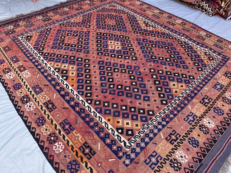 Terracotta Faded Kilim Rug 7'11x9'10 Turkish Tribal Boho Geometric Flatweave rug gallery