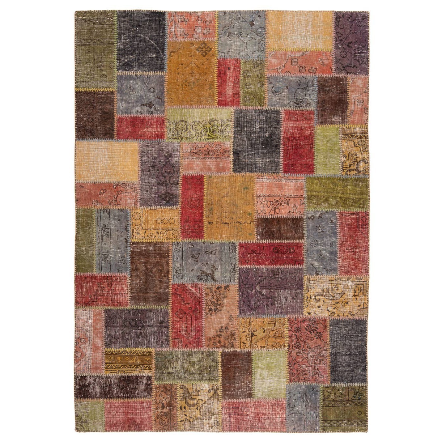 Patchwork 254x176 cm Hand Knotted Oriental Vintage Carpet Rug gallery
