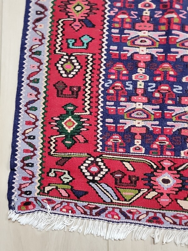Geometric Heriz Serapi Antique Rug Hand-Knotted Wool Carpet 4'×5' gallery