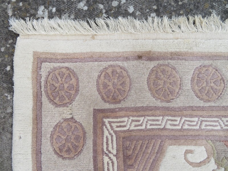 VINTAGE NEPALESE RUG. IN CHINESE TIBETAN DESIGN RUG. 184CM X 92CM. gallery