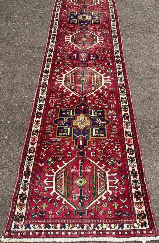 Vintage Caucasian Handmade Wool Runner Oriental Animal Heris Rug 2'9 x 10'2 3x10 gallery