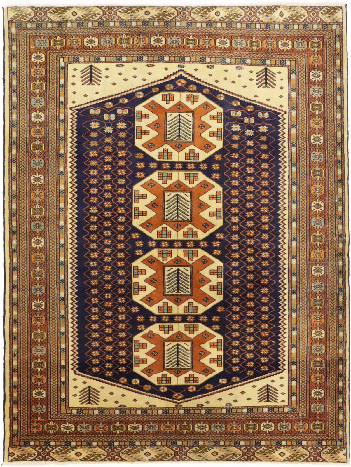 Handmade Plum & Ocher Oriental Rug Geometric Design Boho Decor Carpet 5X6 ft gallery