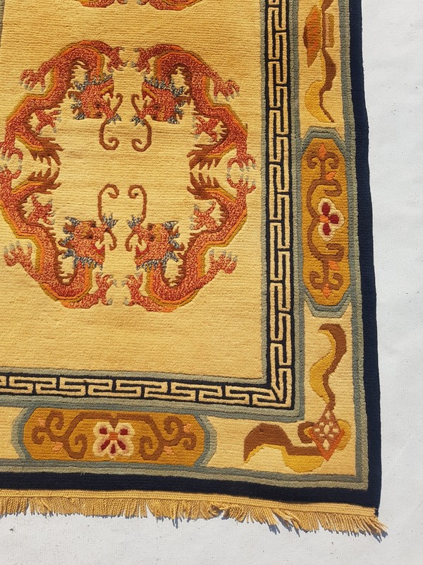 Vintage Handmade Chinese Peking Dragon Style Wool Rug 166x90 cm gallery