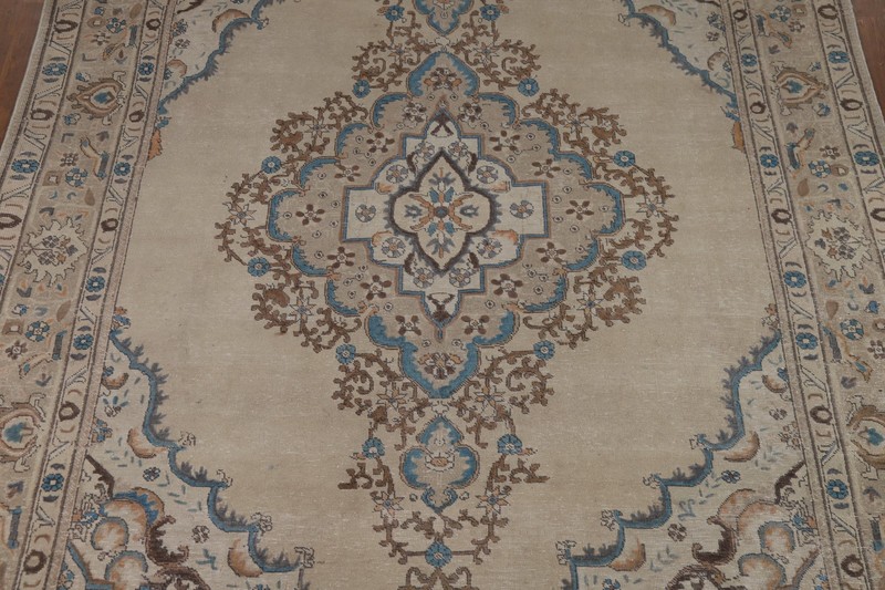 Hand-Knotted Distressed Area Rug 8x12 Ft Geometric Wool Oriental Vintage Carpet gallery