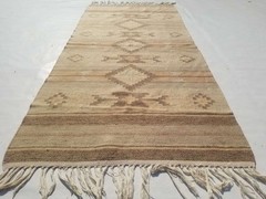 Distressed Vintage Handmade Traditional Geometric Kilim Rug Carpet 149x69cm