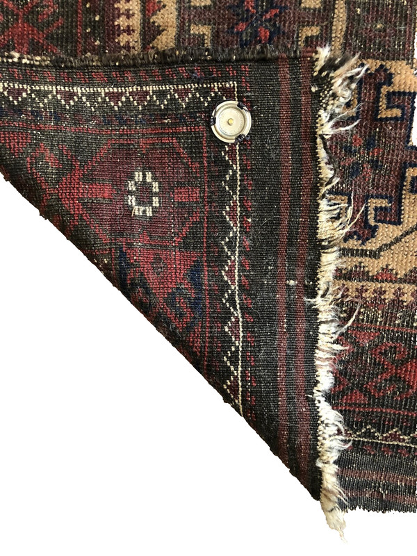 Antique Afghan rug 100% wool hand tied and dyed Tarantula pattern 53" x 29" gallery