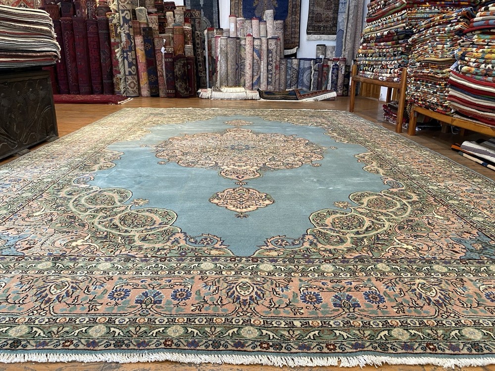 Unique Floral Vintage 1940-1950's Hereke Rug 8’6”x12’6” Wool Turkish Carpet