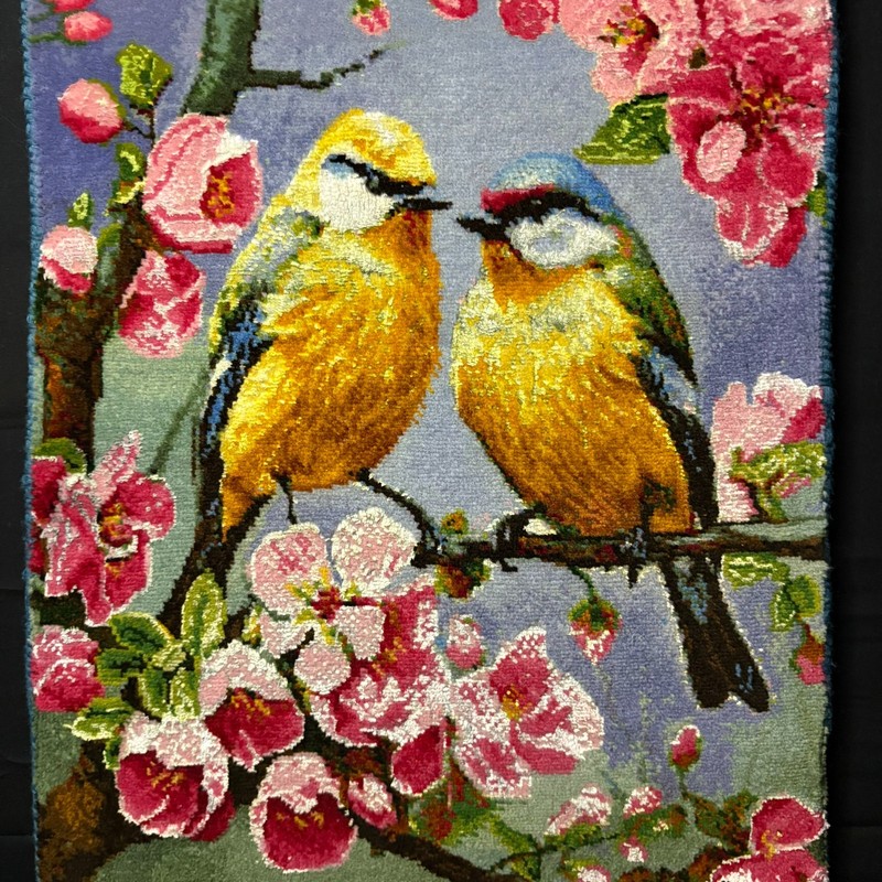 Oriental Rug Tebriz Pictorial Bird & Flower Size 2x1 Silk Hand Knotted w/Hangers gallery