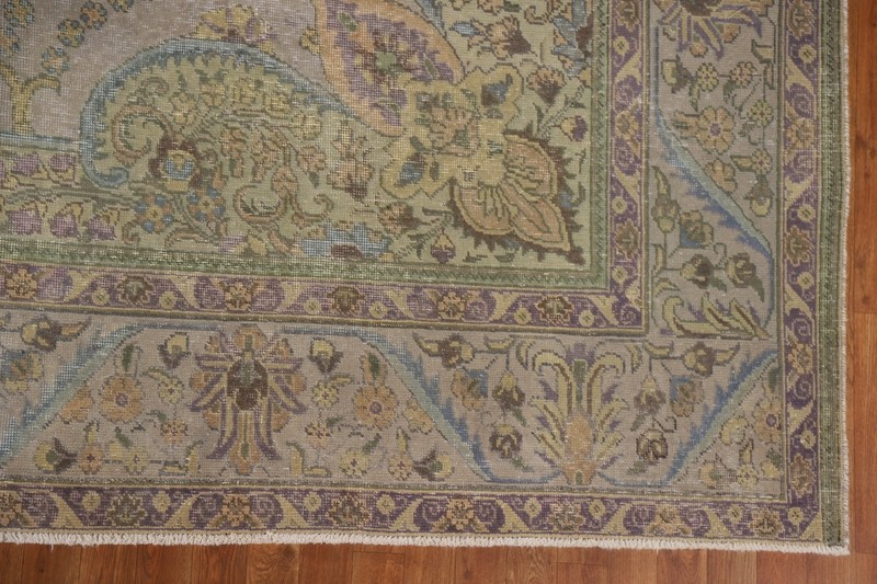 Floral Gray Overdyed Traditional Area Rug 10x13 Evenly Low Pile Handmade gallery