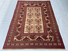 6×9 ft Handwoven Geometric Antique Turkmen Afghan Tribal Traditional Wool Kilim