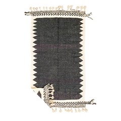 Moroccan Handmade Kilim Zanafi Rug 3×6 Berber Geometric Black White Carpet