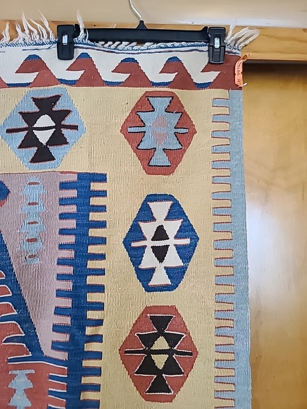 Vintage Wool Kilim Hand Woven Carpet Rug 6ft x 43in gallery