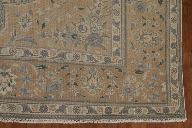 Hand-made Beige/ Gold Traditional Floral Living Room Area Rug 10x13 Carpet gallery