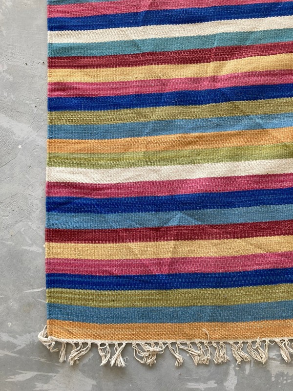 Vintage Traditional Handmade Nomadic Rainbow Kilim Wool Floor Rug 240x76 cm gallery