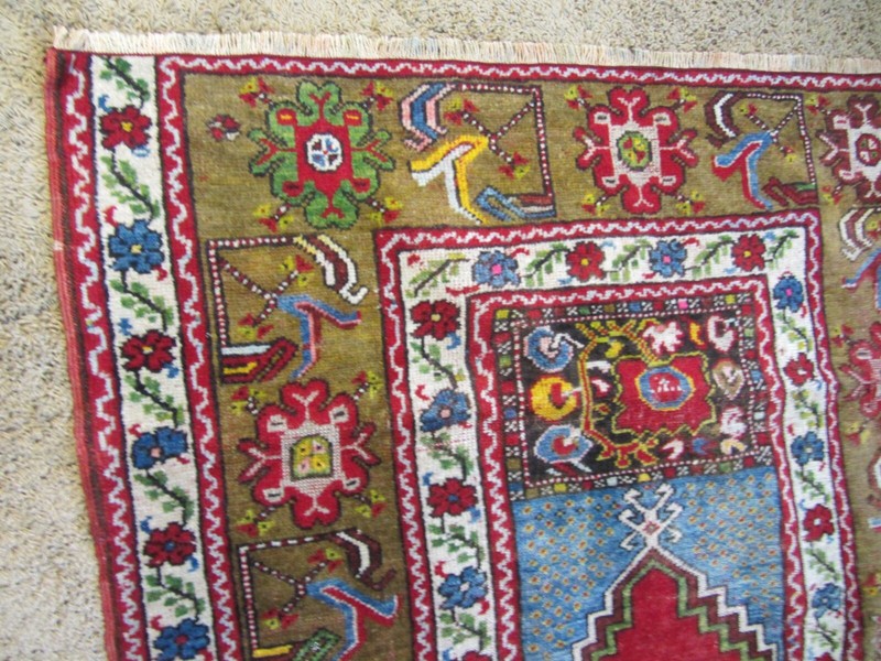Beautiful Turkish Anatolia Prayer Rug Semi-Antique 41" x 58" Hand-Made Wool VG gallery
