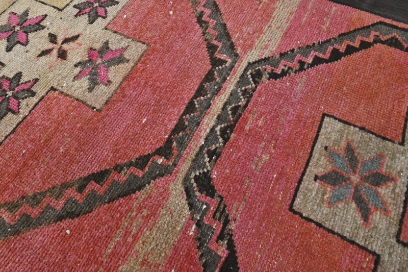 Vintage Turkish Runner Rug 2x10ft PINK Handmade Anatolian Oushak Hallway Wool gallery